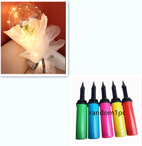 LED Luminous Balloon Rose Bouquet Transparent Bobo Ball Rose