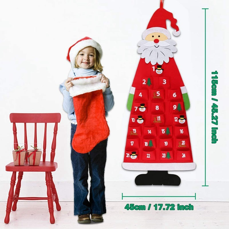 Advent Calendar Fabric Christmas Hanging Pendant Santa Claus Holidays dealsniper-net