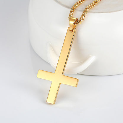 Titanium steel smooth cross necklace pendant Jewelry dealsniper-net