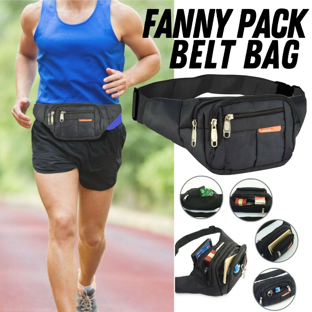 Waist Bag Fanny Pack For Men Women Hip Belt Bum Pouch Sport Travel Purse Unisex Men DealSniper.net