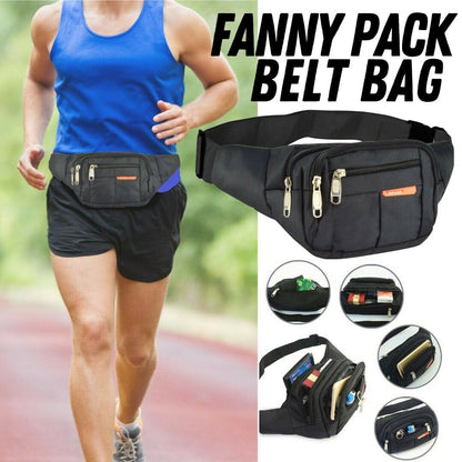 Waist Bag Fanny Pack For Men Women Hip Belt Bum Pouch Sport Travel Purse Unisex Men DealSniper.net