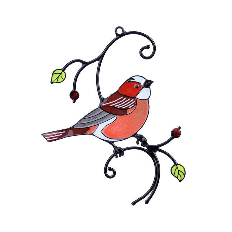 Metal Stained Bird Panel Glass Window Hanging Wall Decor Home Decor DealSniper.net D Style Magpie