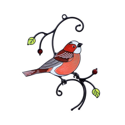 Metal Stained Bird Panel Glass Window Hanging Wall Decor Home Decor DealSniper.net D Style Magpie