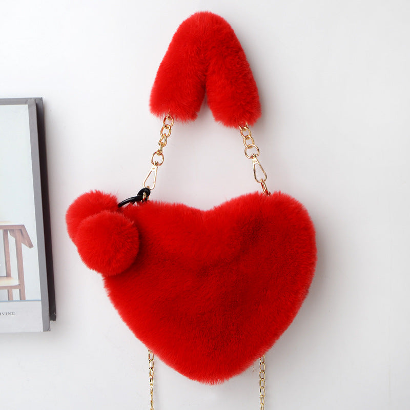 Love Bags Soft Plush Handbags Women Valentine's Day Party Bag Women dealsniper-net Red