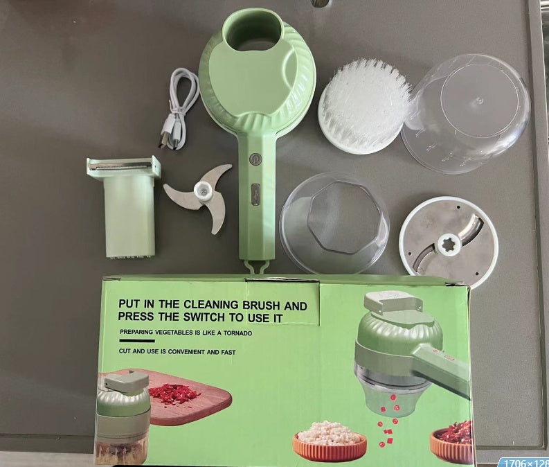 Home Fashion Wireless Hand-held Vegetable Cutter Kitchen DealSniper.net Green USB