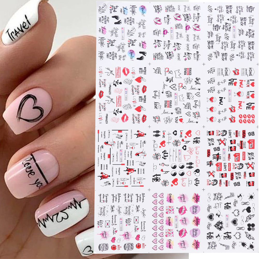 Love Lip Print Letter Nail Sticker Beauty dealsniper-net BN1489 1500