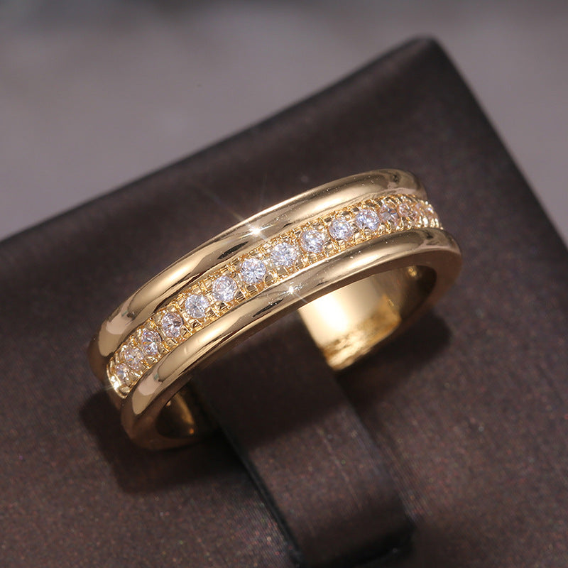 Simple Golden Sliver Rhinestones Ring Fashion Jewelry Gym From House