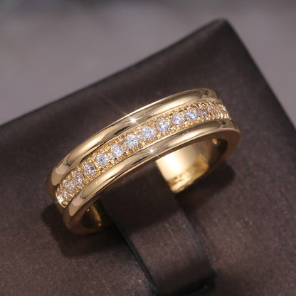 Simple Golden Sliver Rhinestones Ring Fashion Jewelry Gym From House