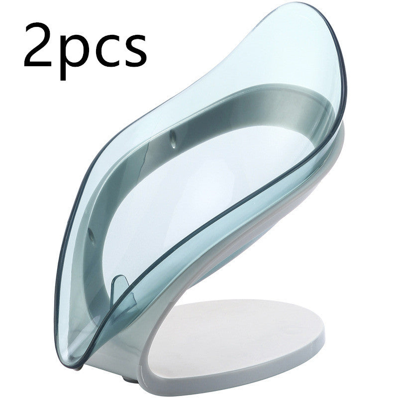 Bathroom Soap Holder Leaf Shape Soap Box Kitchen Dish Storage Kitchen dealsniper-net Blue 2pcs