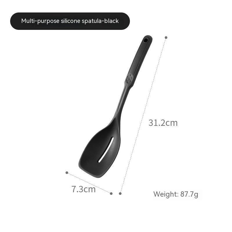 Household Multifunctional Spatula Edible Silicon Kitchen dealsniper-net Slotted Turner Black