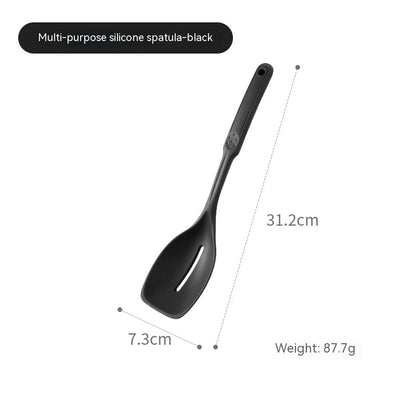 Household Multifunctional Spatula Edible Silicon Kitchen dealsniper-net Slotted Turner Black