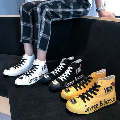 Autumn new high-top canvas shoes male Korean version of the trend