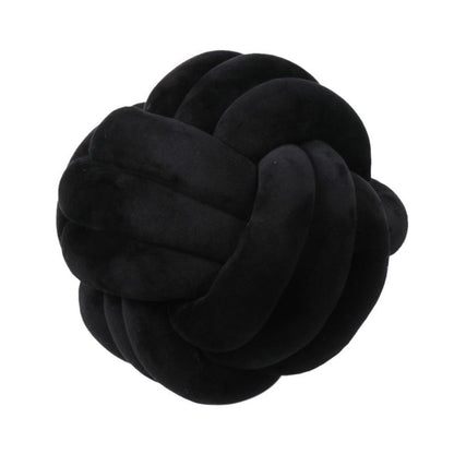 Knotted Plush Ball Design Round Throw Pillow House DealSniper.net Black 20cm