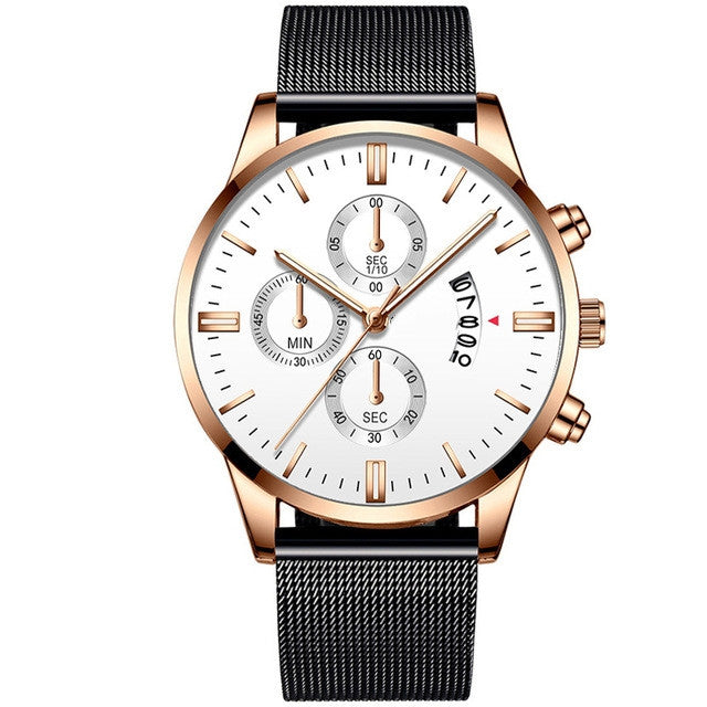 Mens Business Luxury Watches For Men Mesh Band Quartz Watch Jewelry Gym From House White Rose Gold