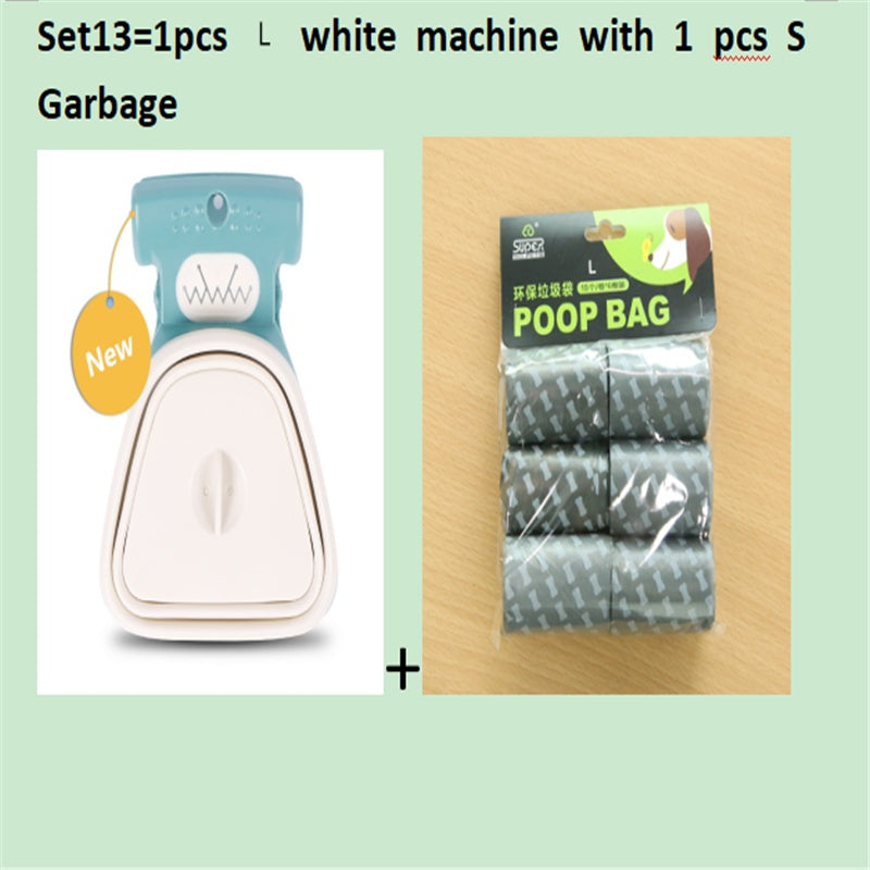 Dog Pet Travel Foldable Pooper Scooper With 1 Roll Pets Gym From House Set 13 WhiteLXS