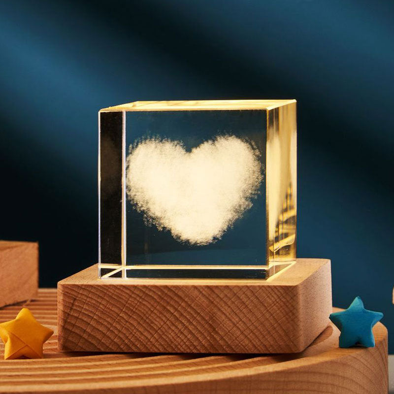 3D Transparent Crystal Cube Desktop Decoration Small Night Lamp House dealsniper-net