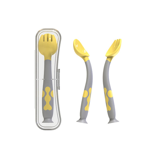 Training Twisting Spoon Fork Set Baby Learn to Eat Spoon