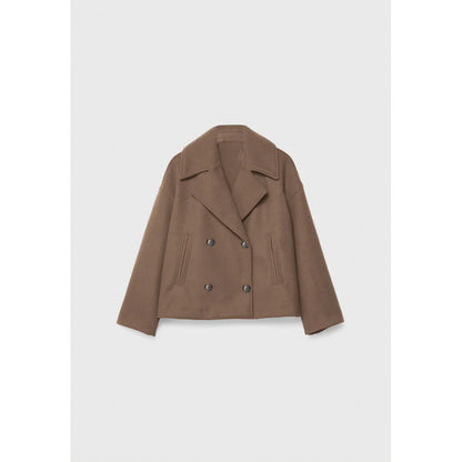Ins Double-breasted Lapel Blazer Jacket Fashion Loose Woolen Women null