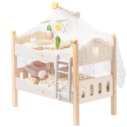 Doll Bunk Beds Cradle For 18 Inch Dolls Wooden Baby Doll