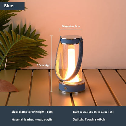 Creative Rechargeable Atmosphere Camping Leather Portable Table Lamp Home Decor Gym From House Blue