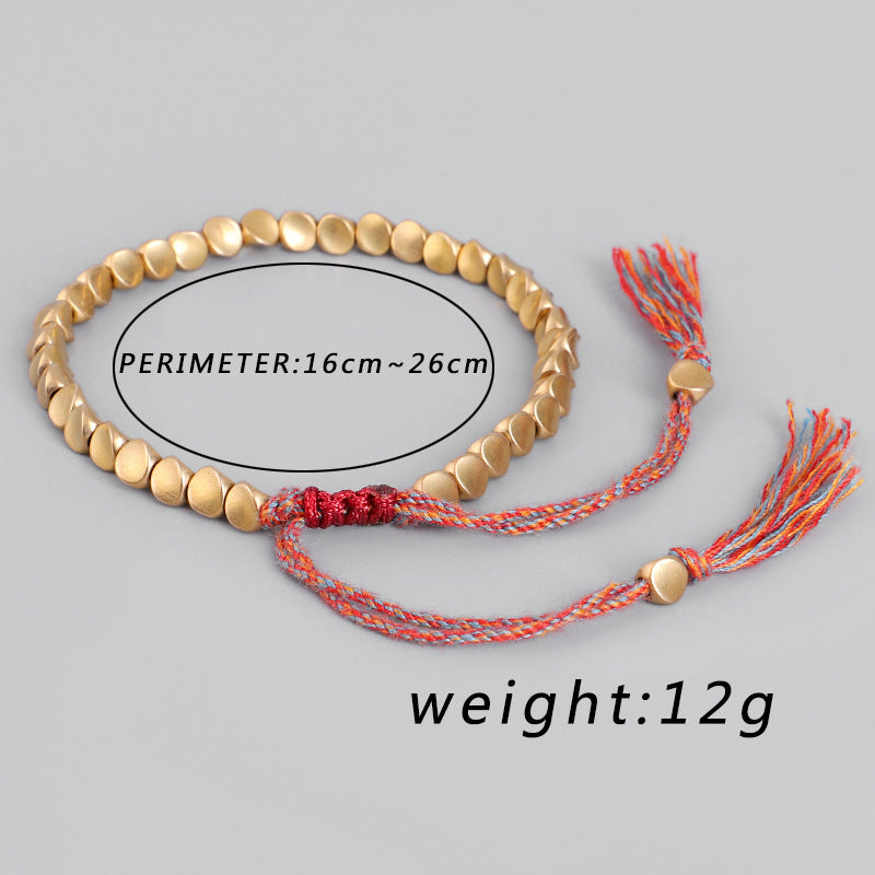 Handmade Braided Cotton Copper Beads Lucky Rope Bracelet & Bangles Jewelry dealsniper-net