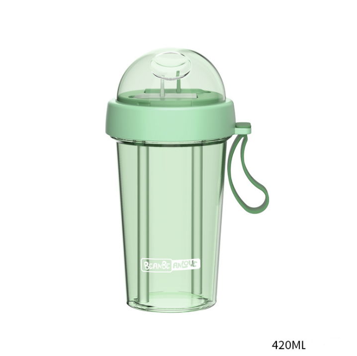 Creative personality trend dual-use sippy cup a cup of double drink separate plastic couple cup Kitchen DealSniper.net Green 420ML