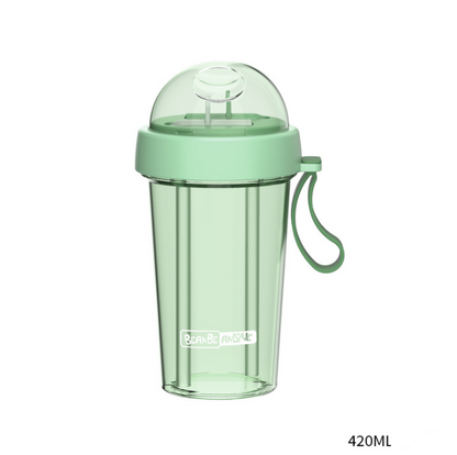 Creative personality trend dual-use sippy cup a cup of double drink separate plastic couple cup Kitchen DealSniper.net Green 420ML