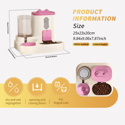 Fully Automatic 2 in 1 Cat Food Dispenser Integrated Water Pets dealsniper-net