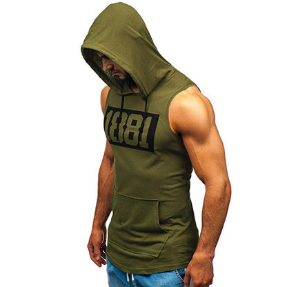 Men's Sleeveless Vest Letter Printed Hoodie Sports Tops Men dealsniper-net