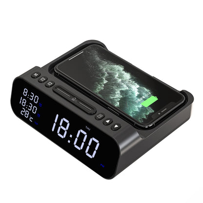 Three-in-one Wireless Charger Temperature Tester Alarm Clock Electronics dealsniper-net Black