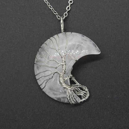 Natural Crystal Moon Pendant Jewelry dealsniper-net White