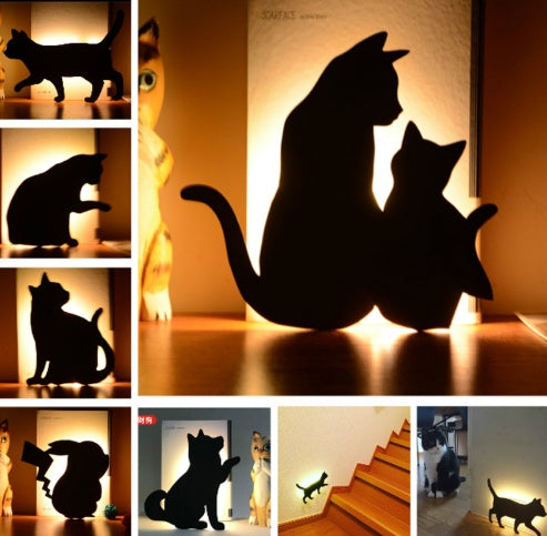 LED Animal Dog Cat Shape Night Light Sensor Lamps Home Decor dealsniper-net