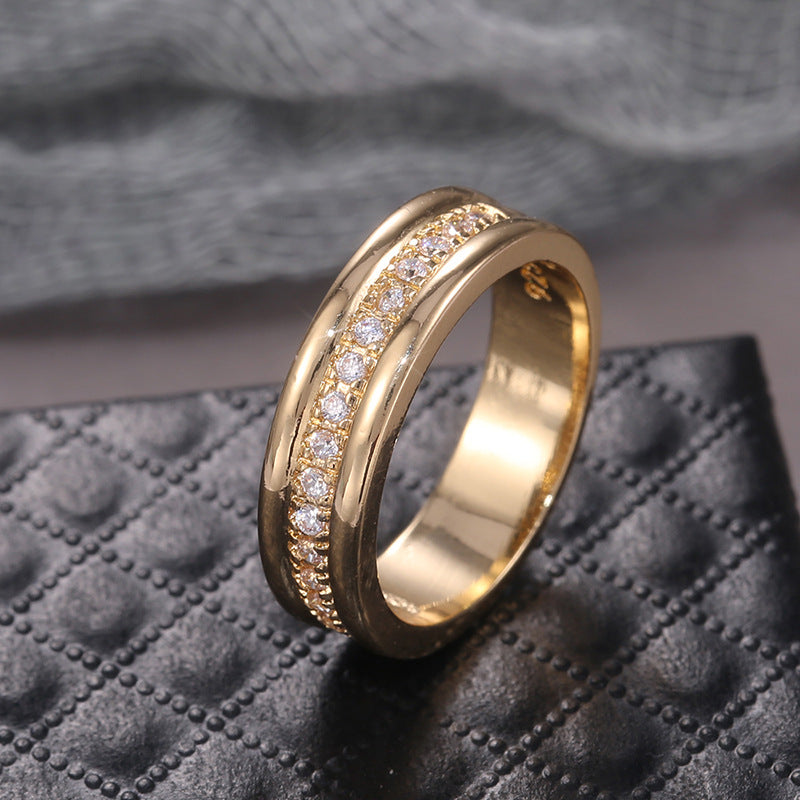 Simple Golden Sliver Rhinestones Ring Fashion Jewelry Gym From House