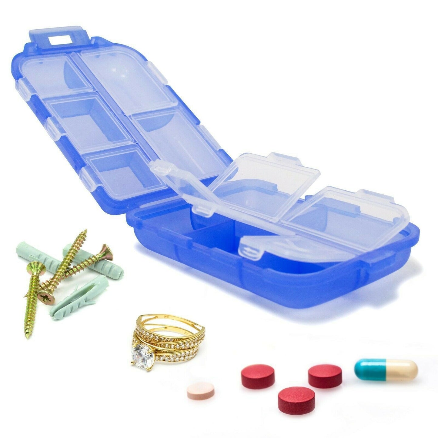 Travel Pill Organizer 10 Grid  Moisture Proof Pills Box