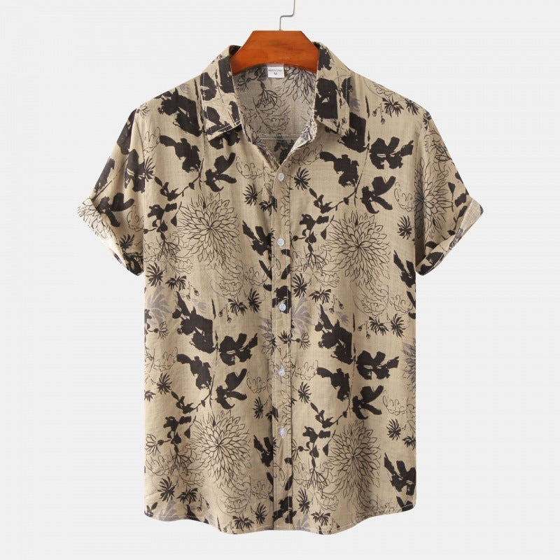 Cross-Border Men's Floral Short-Sleeved Shirts Young Men's Men DealSniper.net 5 2XL