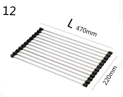 Folding Kitchen Drain Sink Rack Stainless Steel Kitchen DealSniper.net Black 12 L