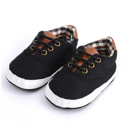 Solid color casual lace soft bottom baby canvas shoes