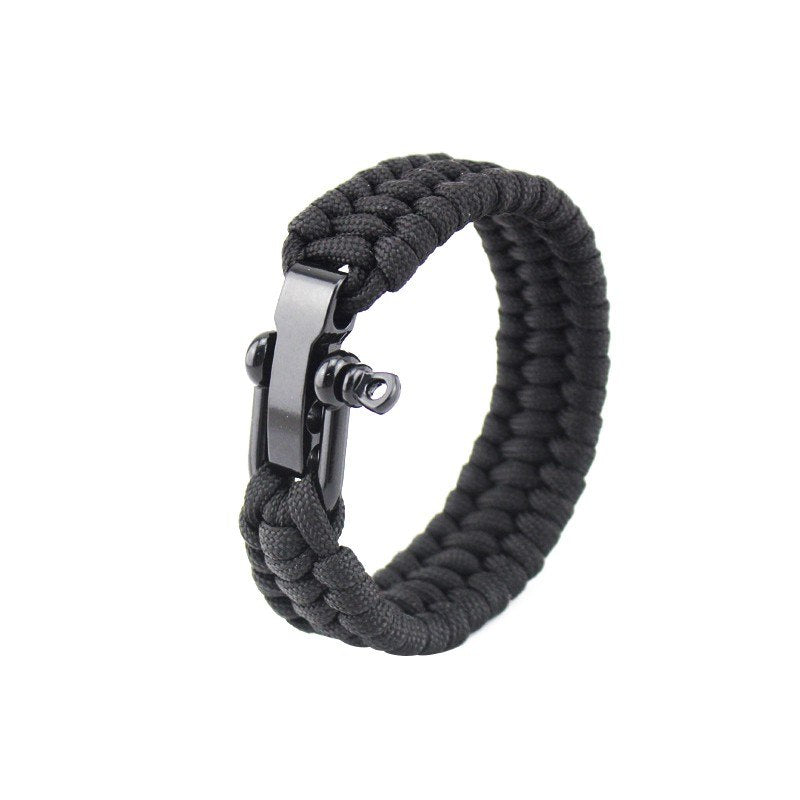 Seven-core umbrella rope braided U-shaped steel buckle bracelet Jewelry dealsniper-net Black