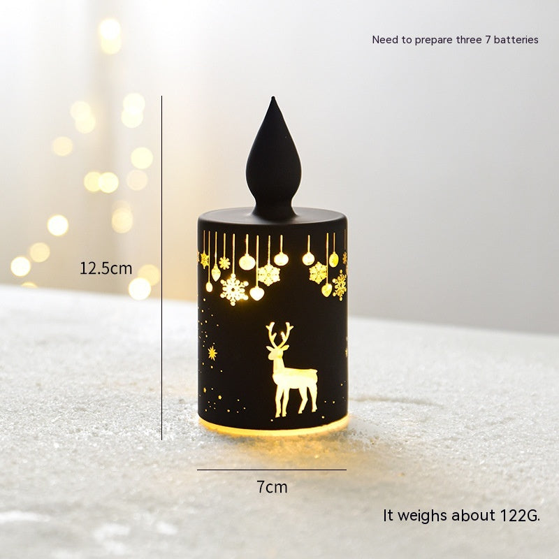 Christmas Luminous Glass Desktop Decoration Holidays dealsniper-net Black Candle