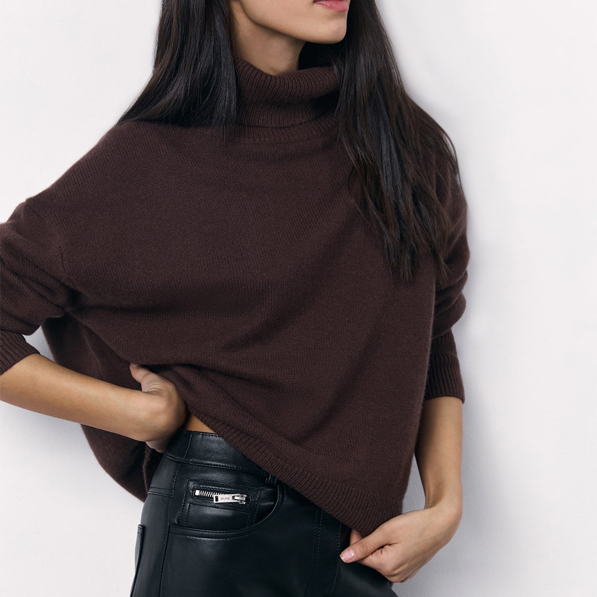 Winter Turtleneck Sweater Fashion Personality Long Sleeve Women DealSniper.net Brown L