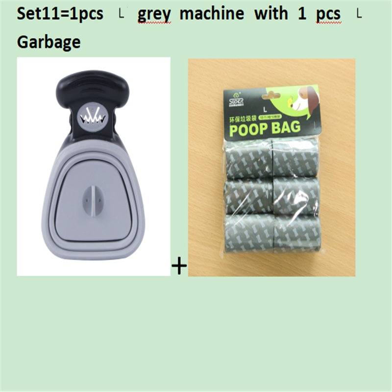 Dog Pet Travel Foldable Pooper Scooper With 1 Roll Pets Gym From House Set 11 GreyLXL