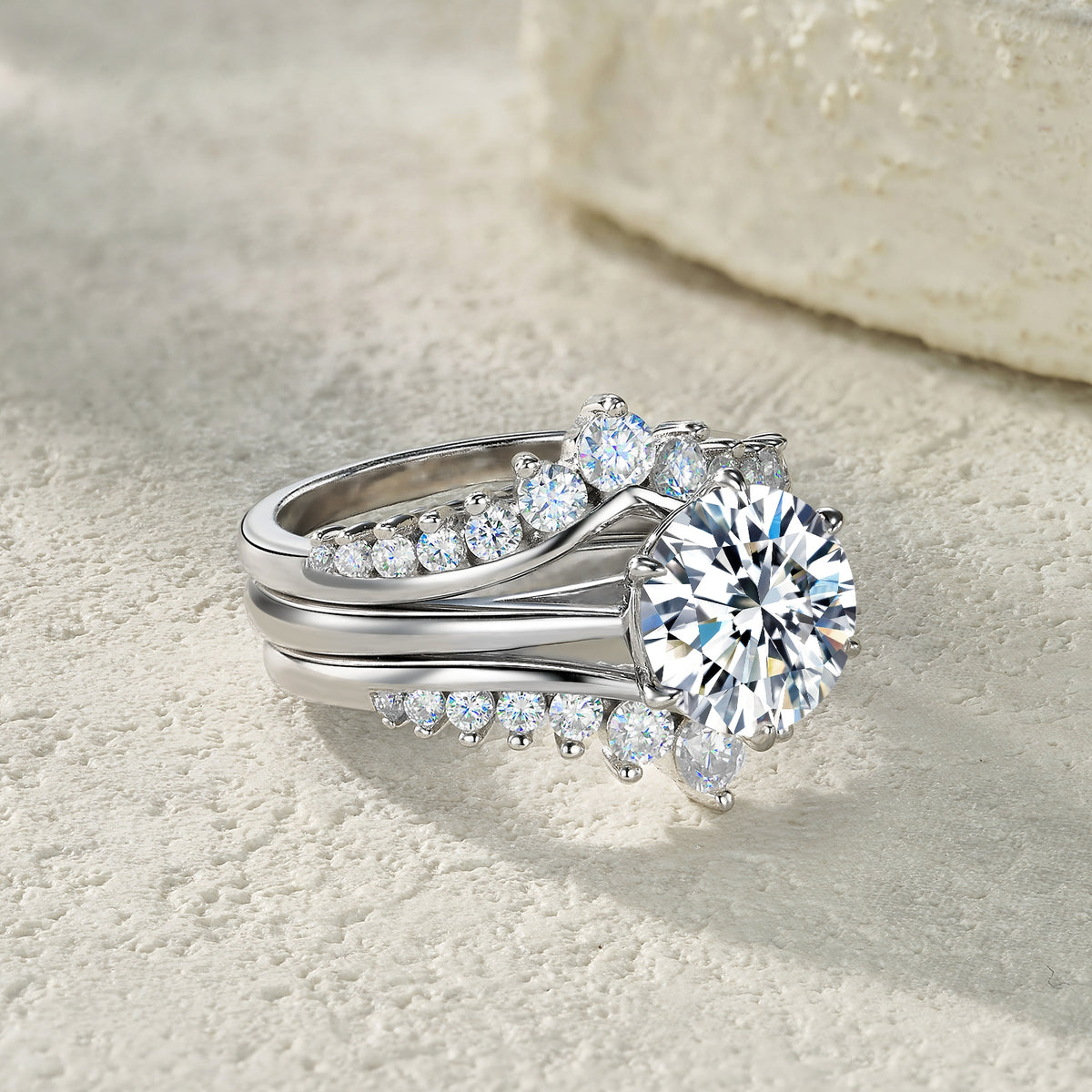 3-carat Luxury Fashion Minimalist Trend Jewelry Silver Ring Set Jewelry Gym From House