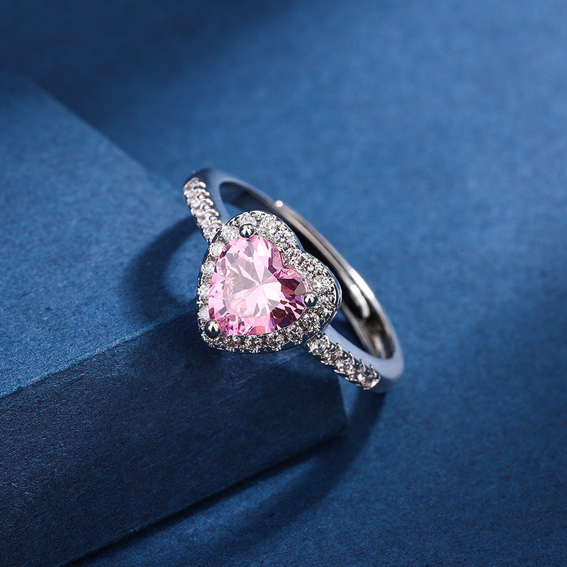 Fashion Jewelry Micro-encrusted Zircon Diamond Love Peach Jewelry Gym From House Pink Diamond Adjustable Opening