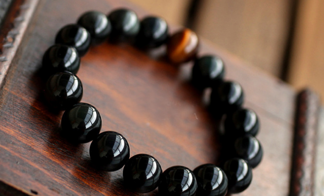 Natural Black Onyx With Stone Tiger Eyes Energy Bracelet Jewelry dealsniper-net