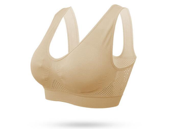 No steel ring hollow vent hole sports bra yoga Women DealSniper.net 3 pcs Skin colour 5XL