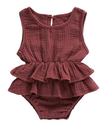 Baby children's clothing striped sleeveless girl pettiskirt Kids DealSniper.net Brick red 100cm