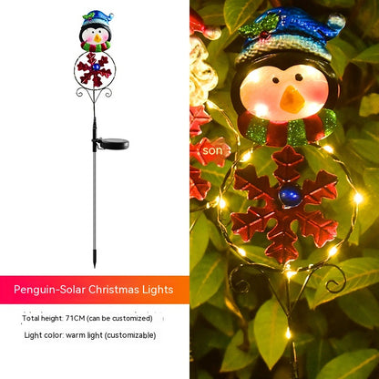 Solar Christmas Led Snowman Elk Ground Plug Light Holidays dealsniper-net Penguin