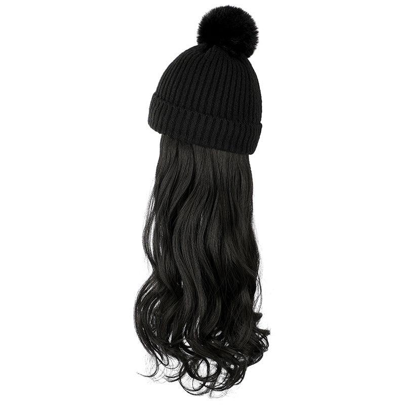 Autumn And Winter New Removable Fashion Woolen Hat Beauty Gym From House Black Natural Black