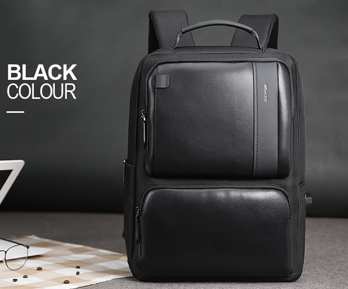 BOPAI Black Leather Backpack College Bag for Boys Men DealSniper.net