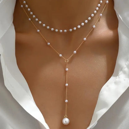 Pearl Double Layer Twin Pearl Necklace Jewelry Gym From House